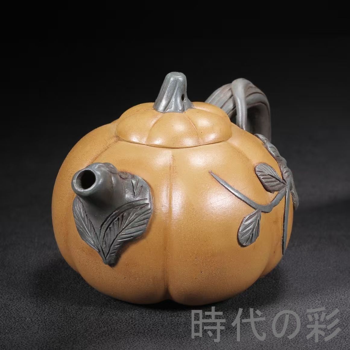 旧蔵 蒋蓉 南瓜壺】原鉱段泥 紫砂壺 名家作款 茶器 急須 手作り 宜興