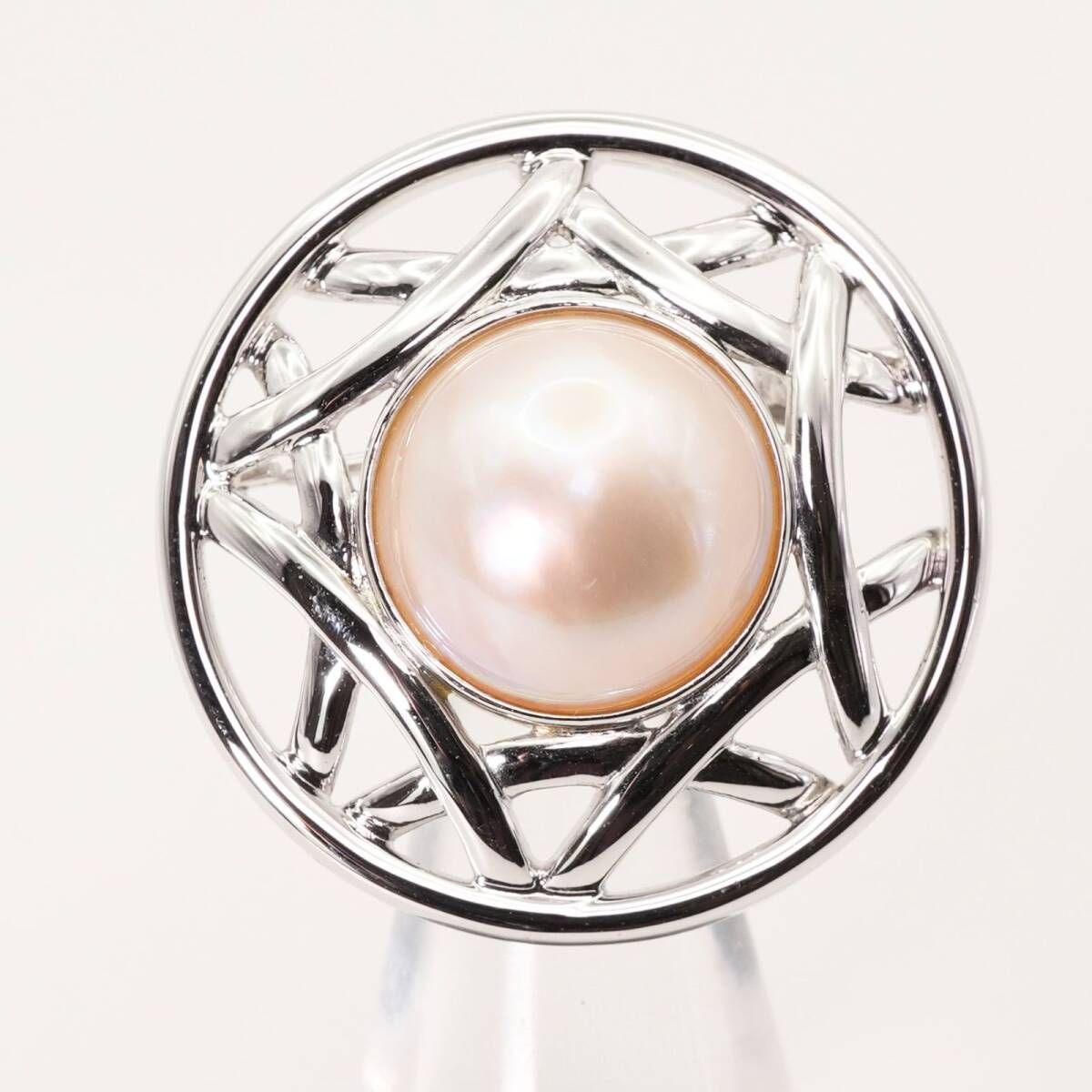 田崎真珠　マベパール　ブローチ　シルバー 美品 田崎真珠 マベパール ラウンド ブローチ 真珠 シルバー/25-148S