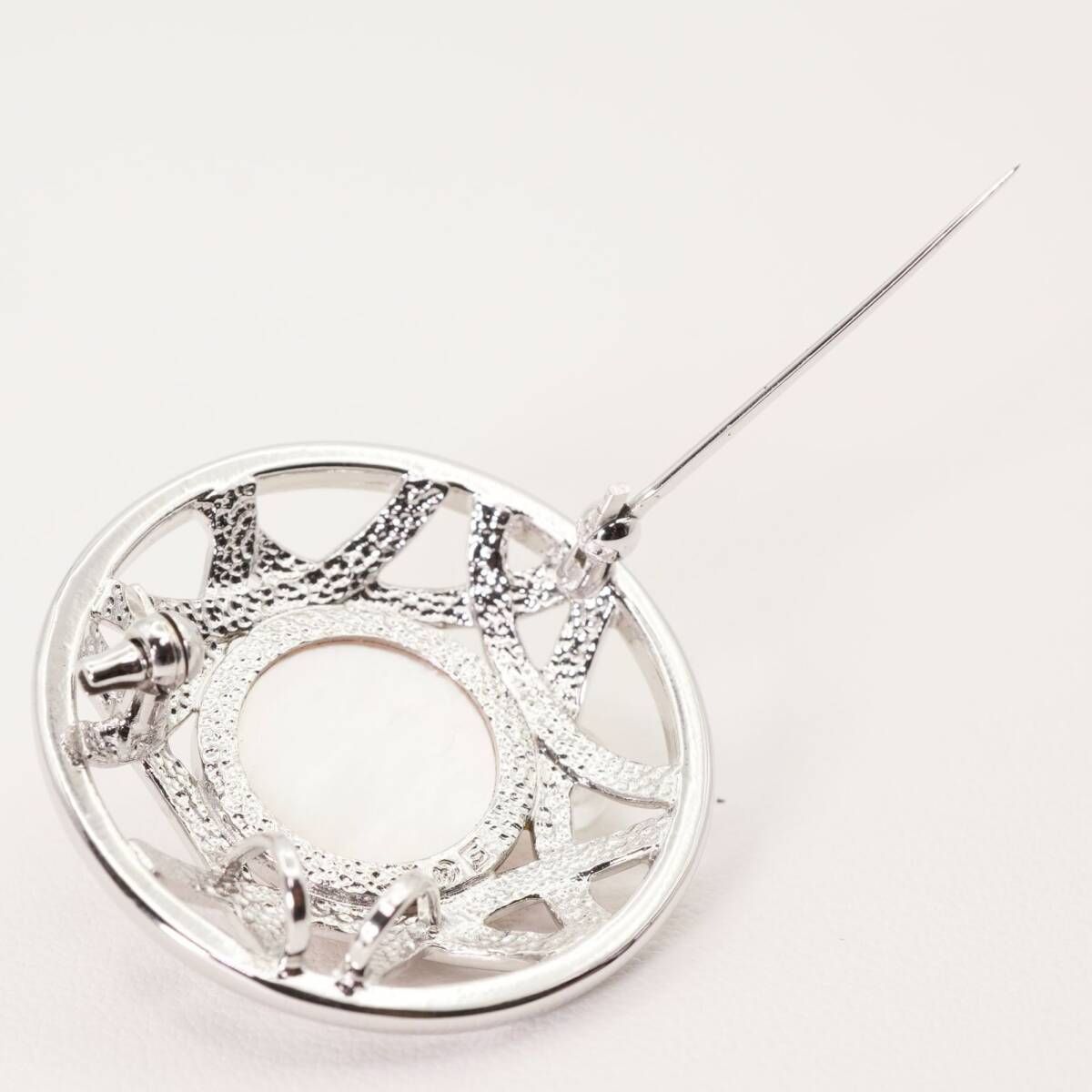 美品 田崎真珠 マベパール ラウンド ブローチ 真珠 シルバー/25-148S