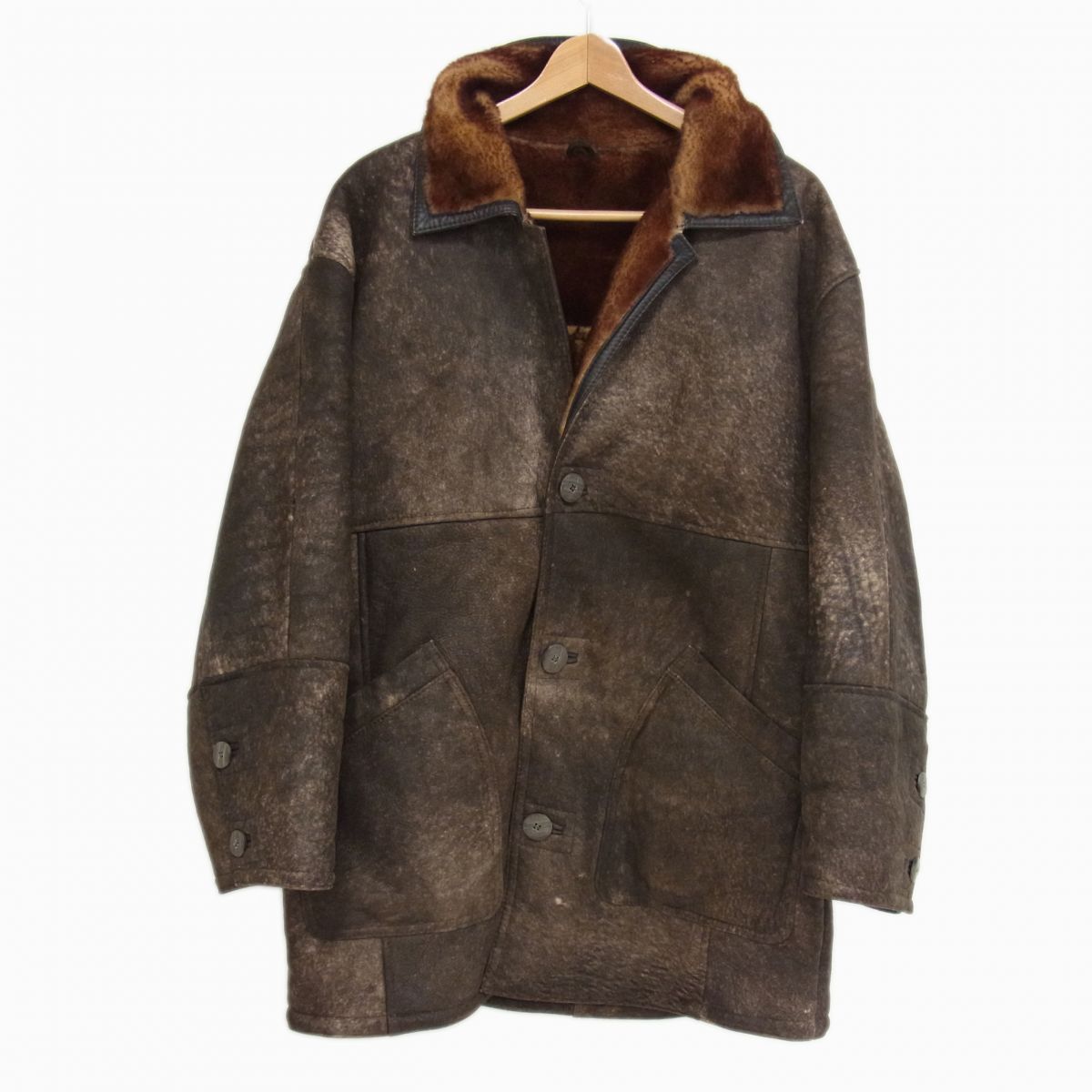 ヴィンテージ 定価8万◇SUBURBAN シープスキン 加工 ムートンコート