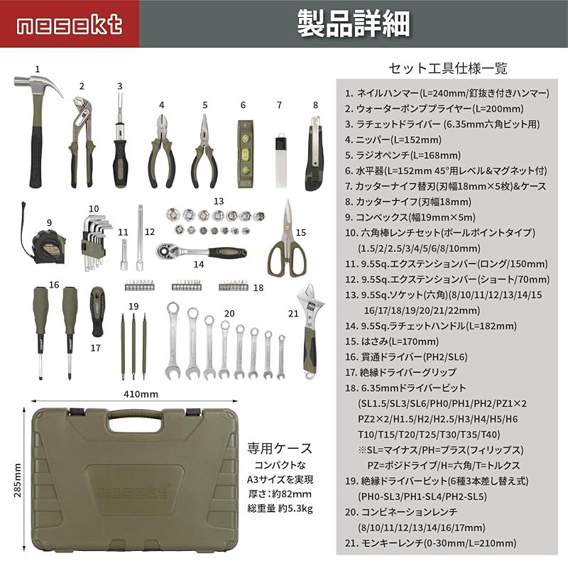  ネセクト ツールセット 工具セット 全79種類 貫通ドライバー 絶縁ドライバー搭載フルセット 日本 企画品 0 その他 ドライバー