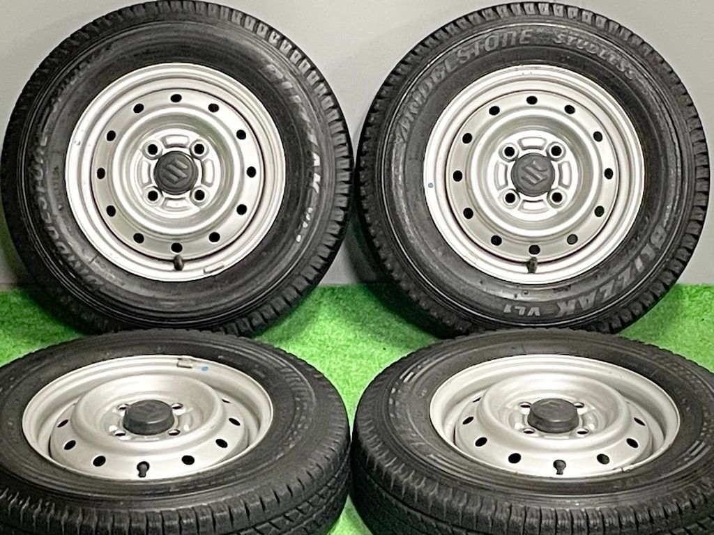 ︎ バリ溝スタッドレス スズキ キャリィ スチール 12 in 4 00 B 45 PCD 100 ブリザック VL 1 145 R LT 6 PR エブリィ 軽トラック