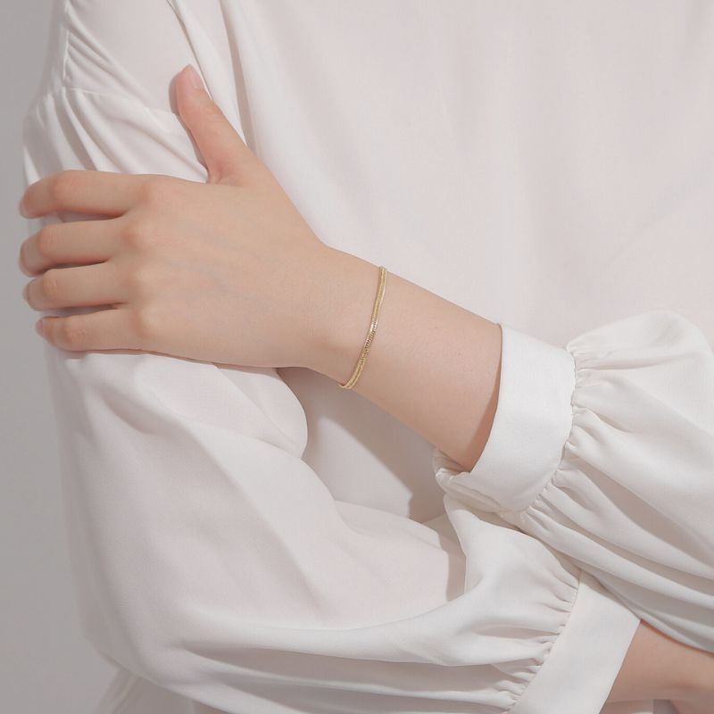 K 18 18金 中空喜平ブレスレット 2面カットクワドループル 17 cm 2 5 g