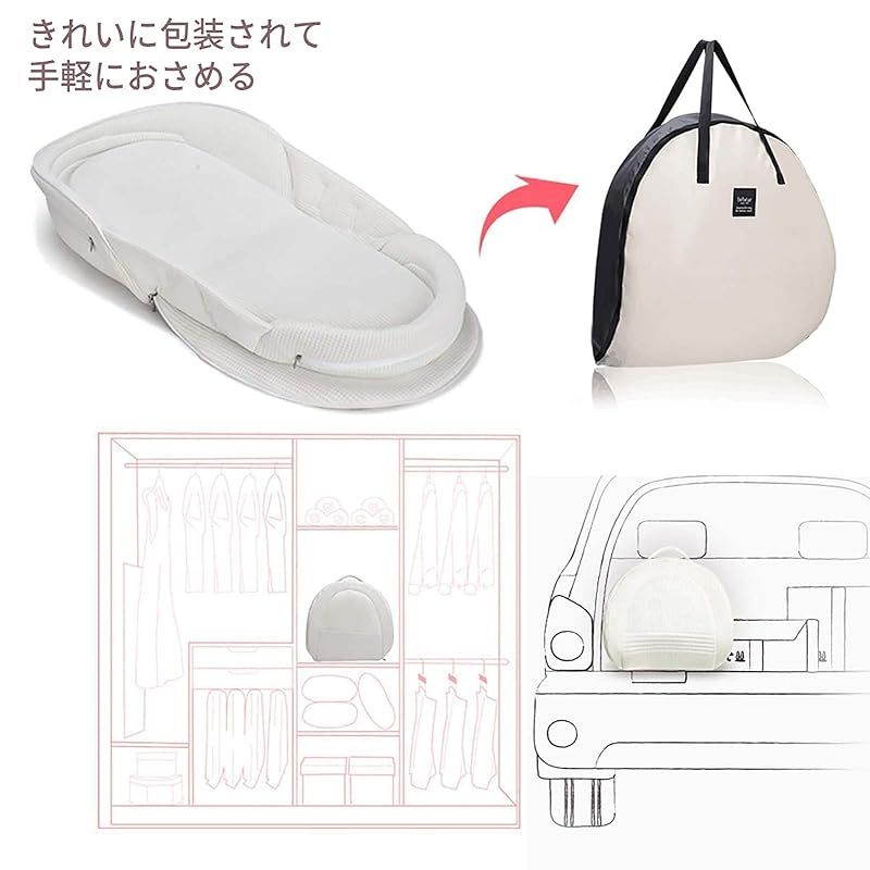  ベビーアムール Bebamour ベビーベッド 折りたたみ式 ベッドインベッド 添い寝 簡易ベッド 新生児 携帯型ベビーベッド 通気性 高さ調整可 機械洗い クマ柄 ベビー飲料 授乳 食事