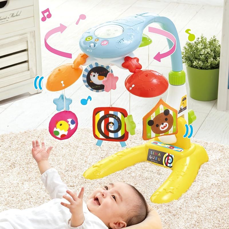 ジョイパレット 泣きやむ! 笑う! ねんねも しましまぐるぐる4 wayプロジェクター-メリー 0