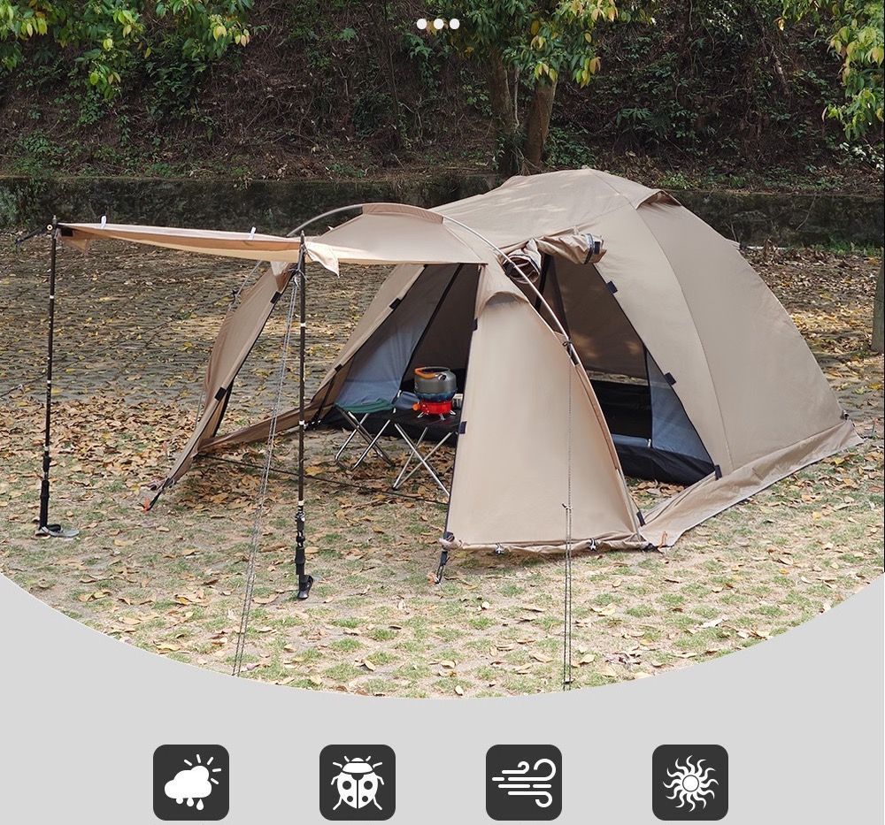 大好評 Top Lander快適なファミリーキャンプ体験 耐水 UVカット 4シーズン対応のシェルターテント 煙突穴付き 耐水圧3000 mm PUコーティング ロッジ