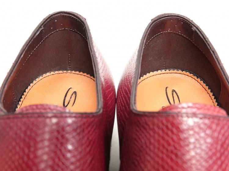  789 1113 程度 サントーニ ダブルモンク バーガンディー 型押しレザー UK 7 5 ドレス ビジネスシューズ ブーツ 革靴