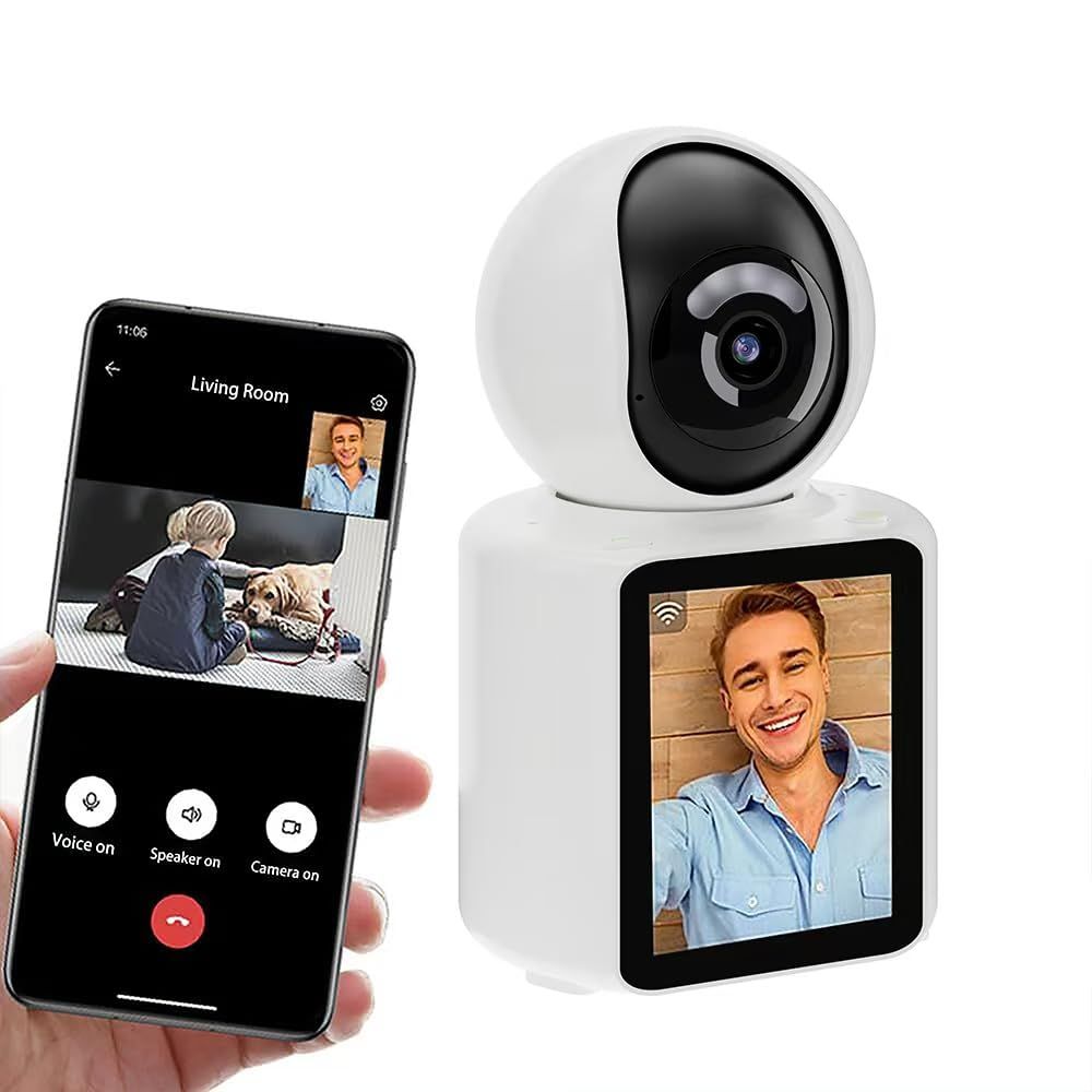 ワンクリックで双方向ビデオ通話 ELEPRO 見守りカメラ 赤ちゃん 高齢者見守り ペット ベビーモニター スマホ対応 家族と共有 動体検知 自動追尾 室内用Wi-Fiカメラ 電源コード式 PSE取得 技適認証済み