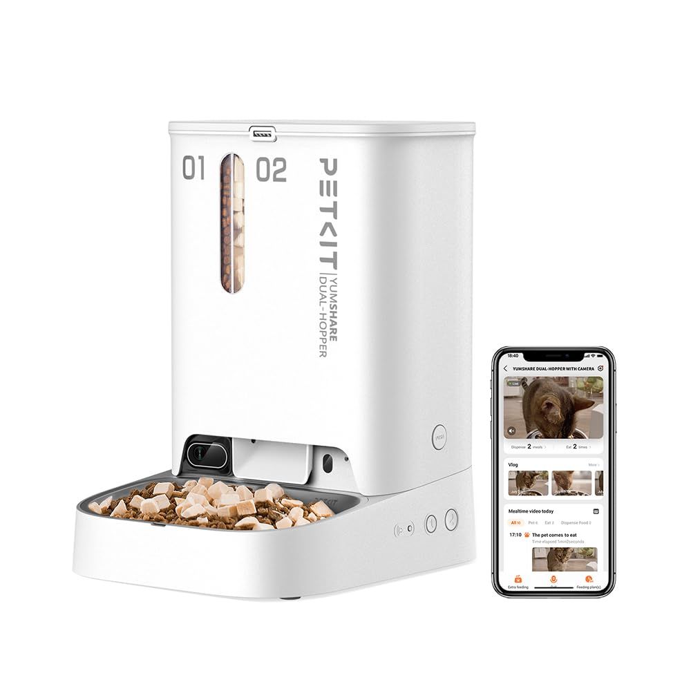 neikonu store petkit カメラ付きスマート給餌器 P 591 ヤムシェア デュアルホッパー アプリコントロール AI機能カメラ付き 2 3リットルタンク