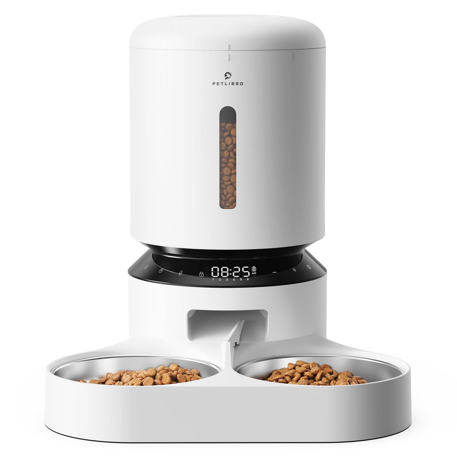 自動給餌器 猫 多頭飼いに向け 5 L大容量 1日6食 1食0-50分量設定 10秒録音 のステンレス製トレイ付き猫 中小型犬用 自動餌やり機 蓋ロック 鮮度を保つ 給餌器 タイマー式 2 WAY給電 赤線センサー 日本語対応説明書付き