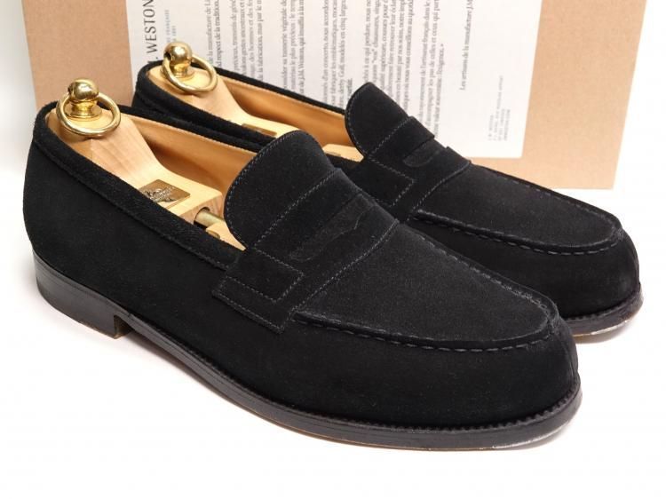 805 1121 上 JMウエストン 180ローファー ブラック スエード 6.5 D