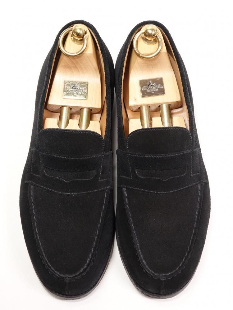  805 1121 上 JMウエストン 180ローファー ブラック スエード 6 5 D ローファー ブーツ 革靴