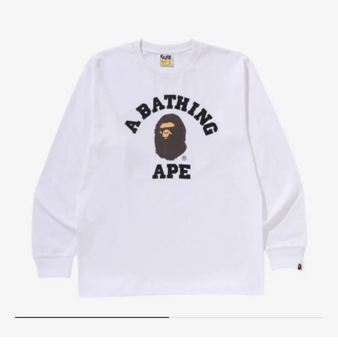 BAPE カレッジ ロングスリーブ Tシャツ 白 s