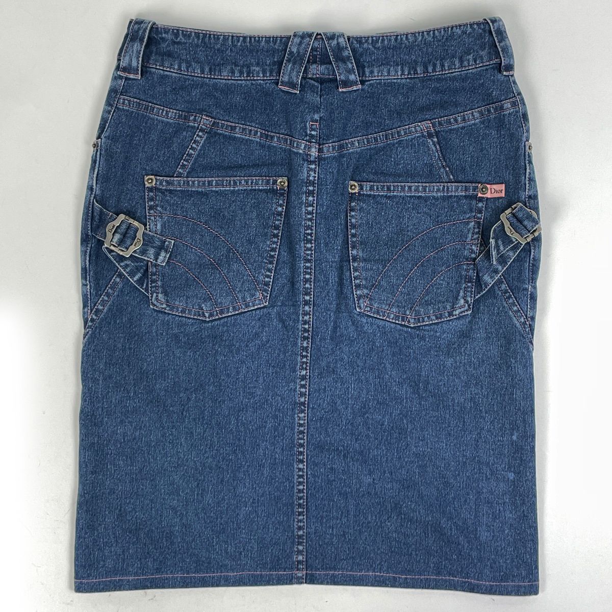 クリスチャンディオール Christian Dior ロゴボタン デニムスカート タイト ボトムス スカート 綿 ポリウレタン ブルー レディース