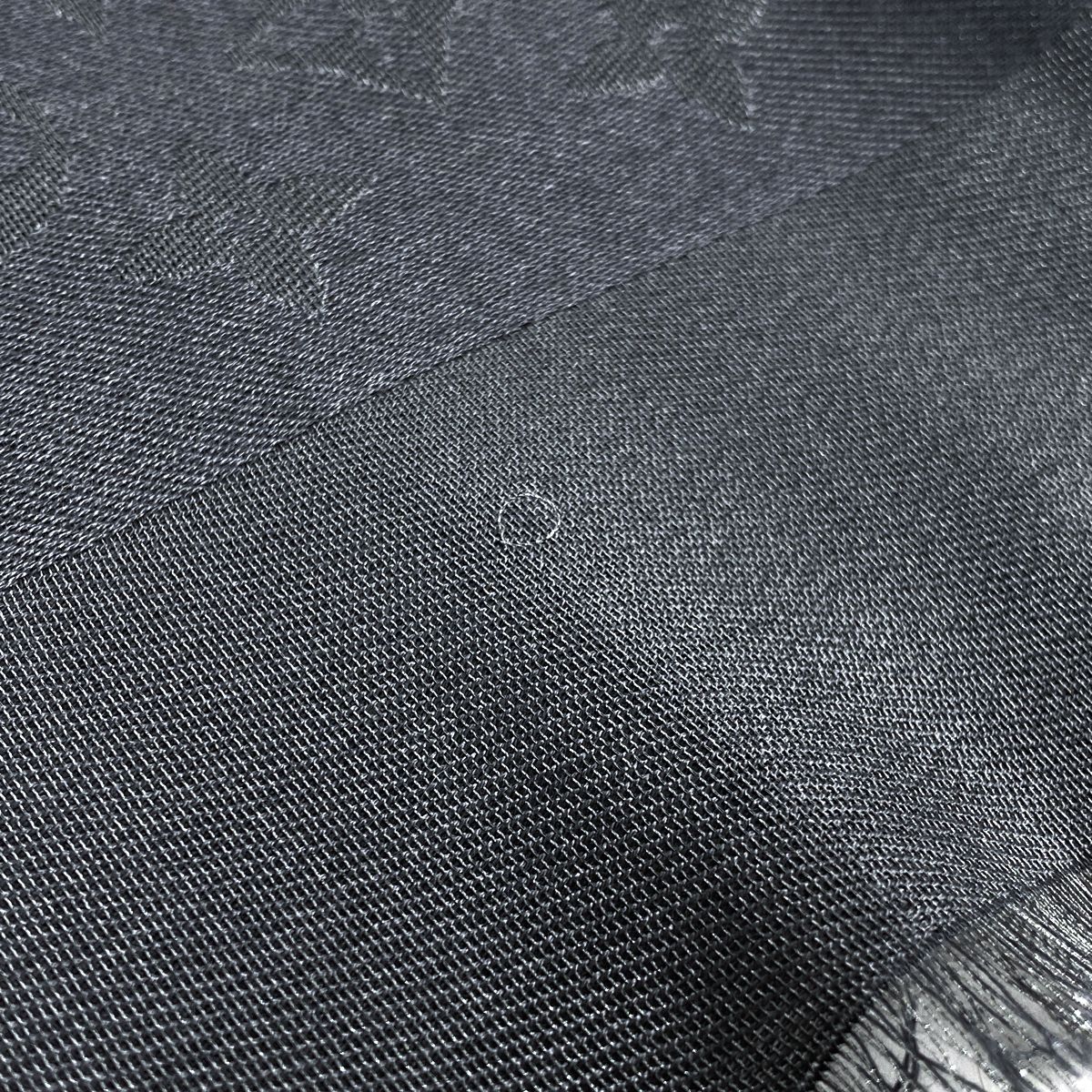 ルイ ヴィトン Louis Vuitton ショール モノグラム シャイン ストール 大判 シルク ウール 金属繊維 グレー レディース