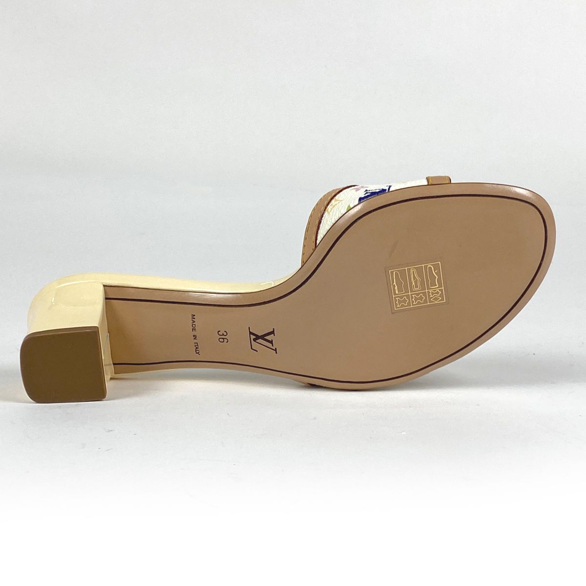 ルイ ヴィトン Louis Vuitton モノグラム サンダル ミュール フラワー 靴 モノグラムマルチ ブロン ホワイト レディース