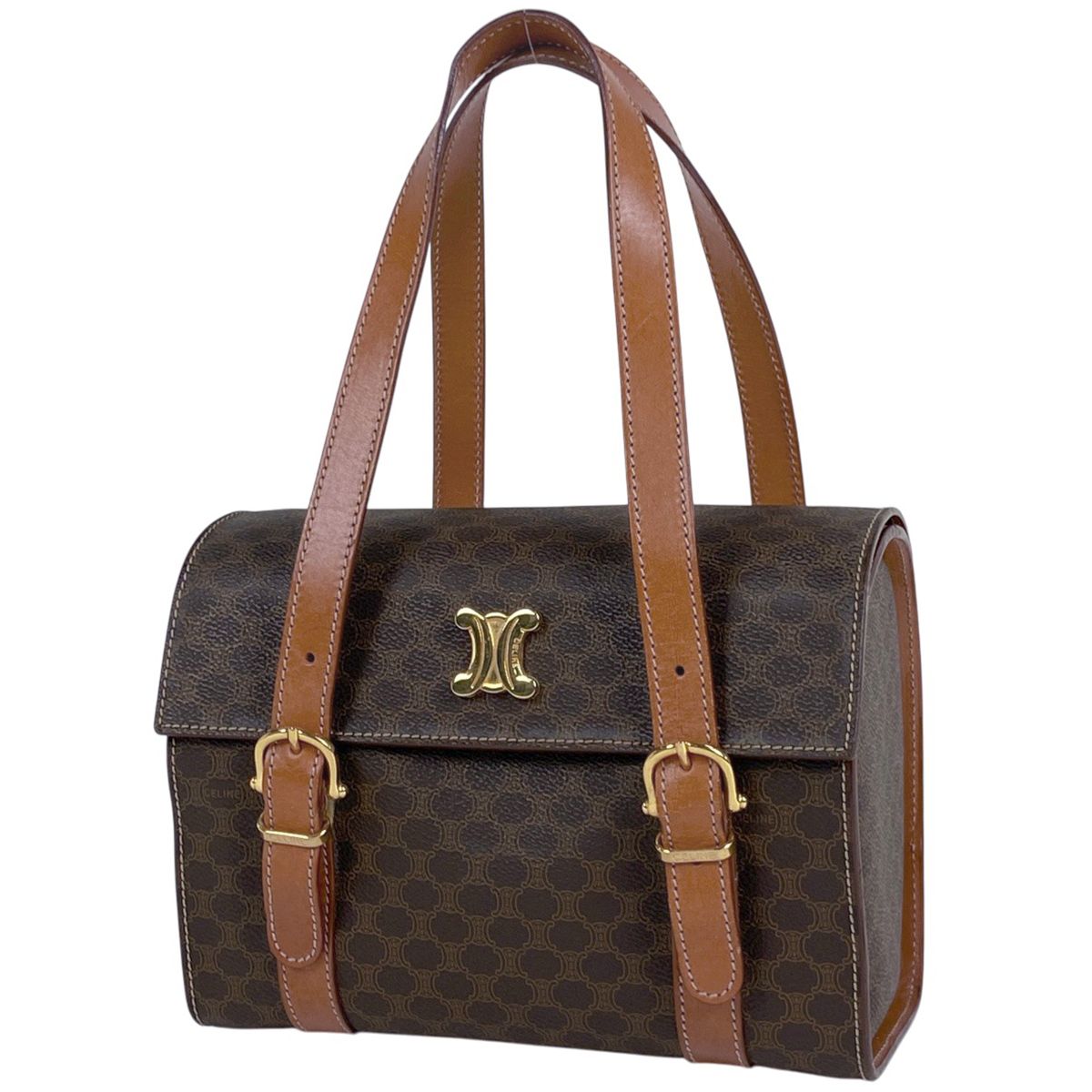 セリーヌ CELINE マカダム柄 ハンドバッグ コーティングキャンバス ブラウン レディース