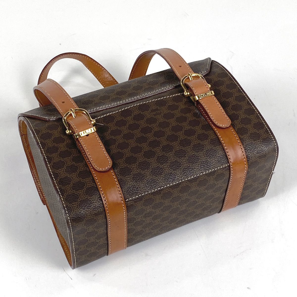 セリーヌ CELINE マカダム柄 ハンドバッグ コーティングキャンバス ブラウン レディース