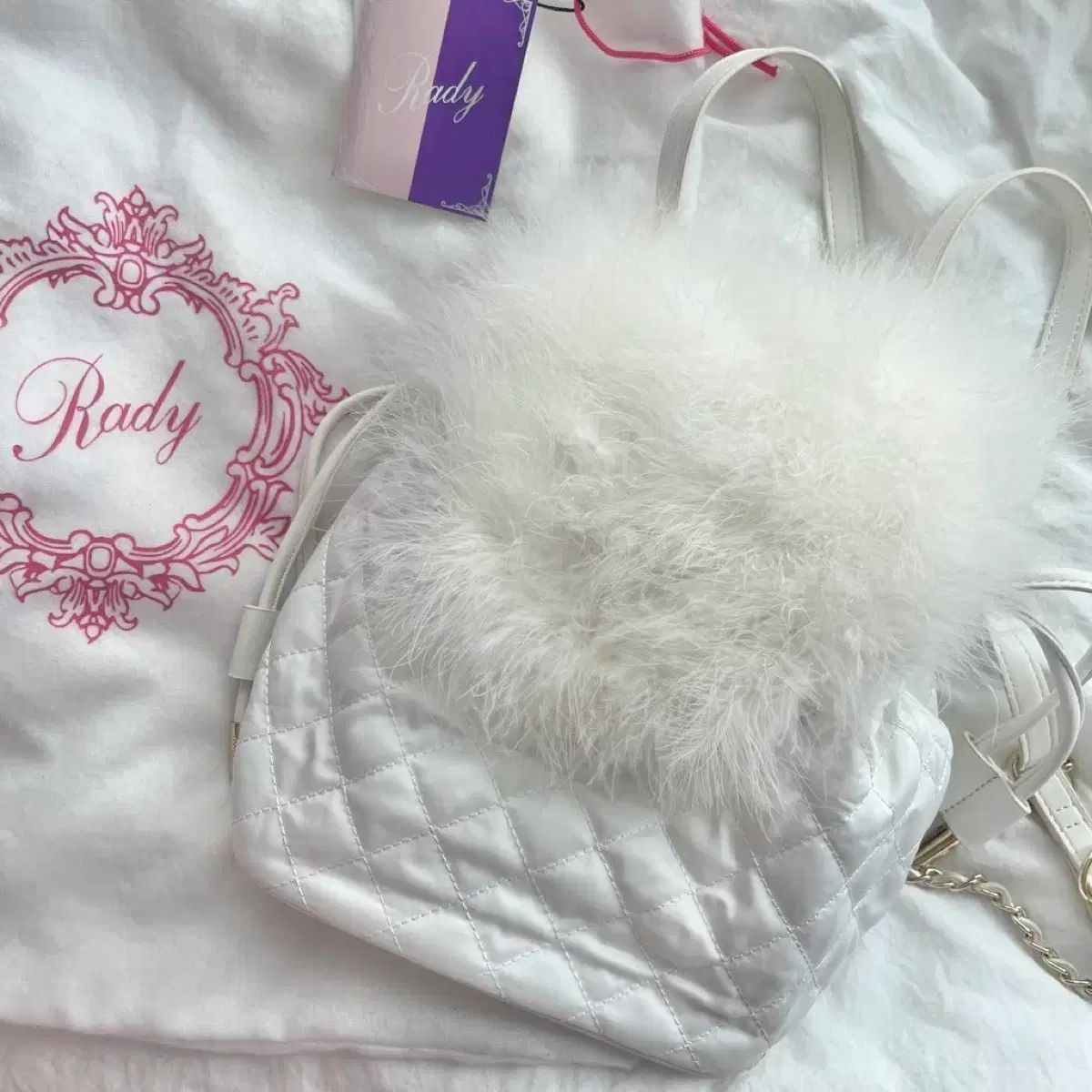 ラディ Rady ギャル 白 ファー バックパック ミニリュック