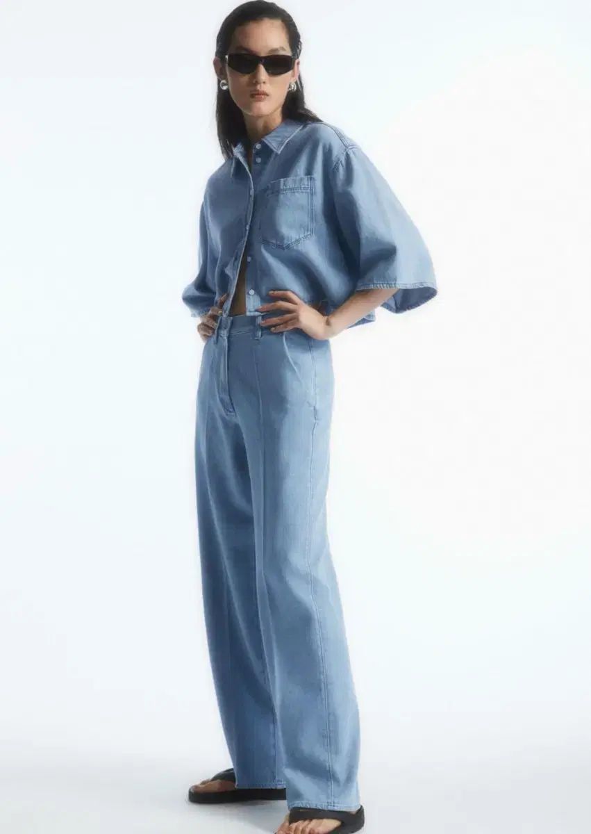 COS リー オセロ ストレート デニム ワイド パンツ 36