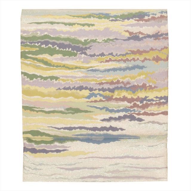 中古】 袋帯 リサイクル 正絹 フォーマル 礼装用 シルバー 黒 白 黒