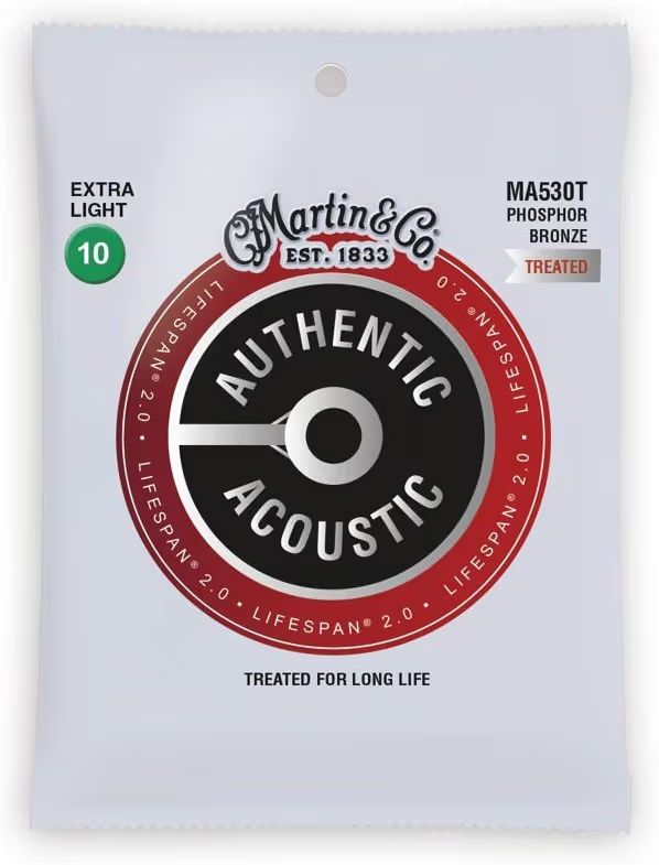Thumbnail of WJ151 MARTIN MA530T Treated with Lifespan Phosphor Bronze Extra Light Acoustic Guitar Strings 729789558228