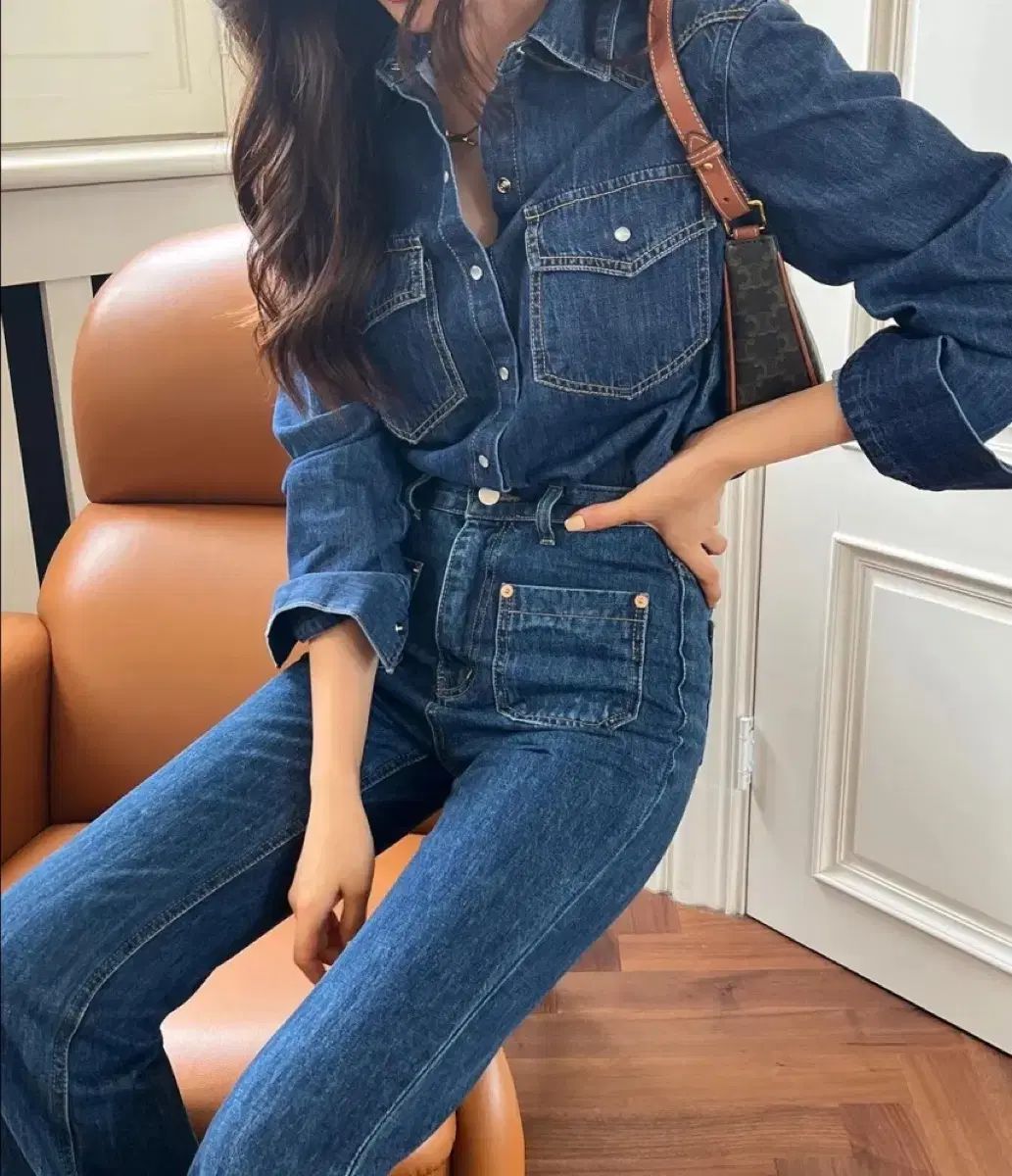 卸売 ルファンシー デニム インディゴデニム ブラウス シャツ