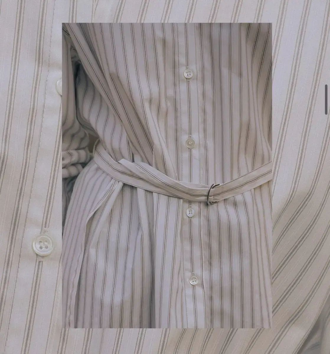 TILL I DIE Stripe belt set shirt_Ivory