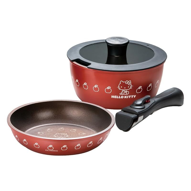 スケーター Skater 取っ手が外れる 鍋 20 cm フライパン ガラス蓋 取っ手 4点セット ハローキティ サンリオ ANFP 2