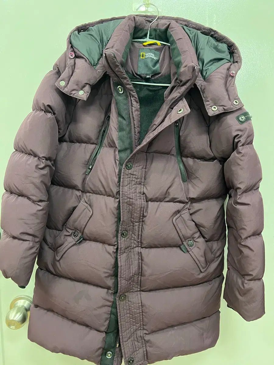 ナショナルジオグラフィック グースダウン ロング丈 ダウンジャケット ワイン色 150
