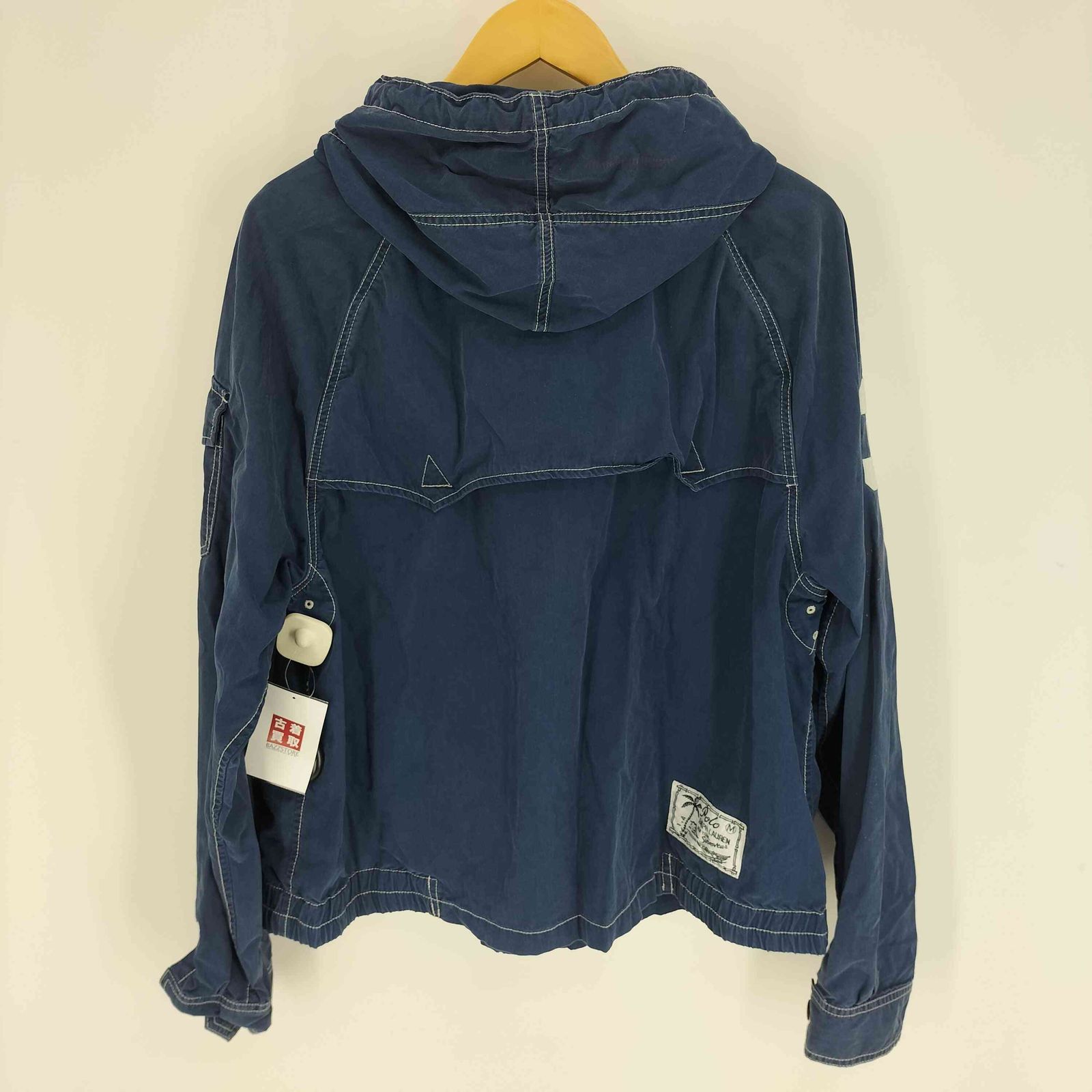 Polo by RALPH LAUREN(ポロバイラルフローレン) 90S ビックポニー 刺繍 ジップアップ クロップド フーデッド ジャケット 復刻TALON ZIP メンズ import：XL 【中古】【ブランド古着バズストア】 ポロバイラルフローレン Polo by RALPH LAUREN 90S ビックポニー 刺繍