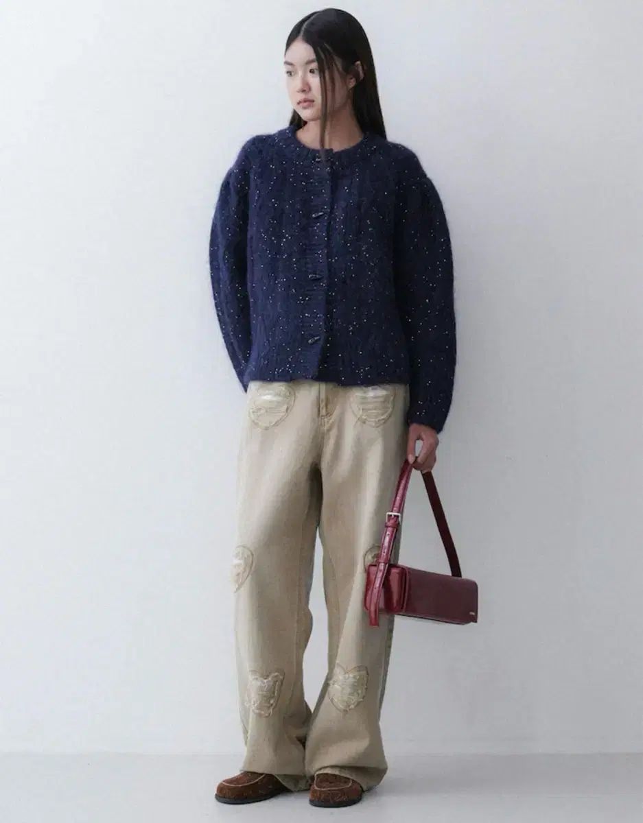 EPINGLER スパンコール カーディガン ネイビー