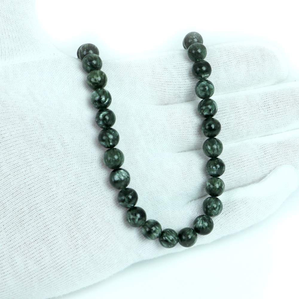シンプルストーンネックレスセラフィナイト 丸玉 8 mm 天然石ビーズパワーストーン