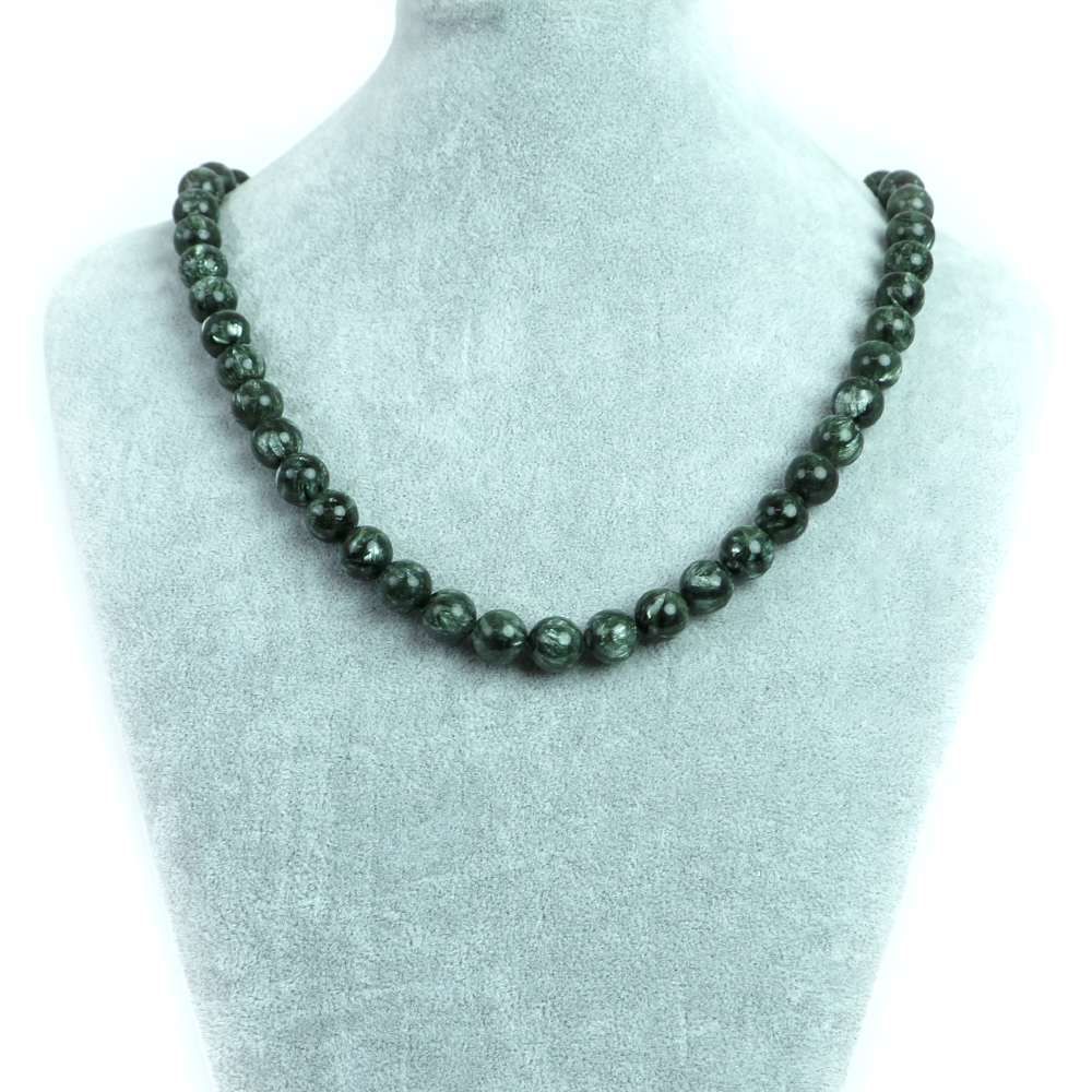 シンプルストーンネックレスセラフィナイト 丸玉 10 mm 天然石ビーズパワーストーン