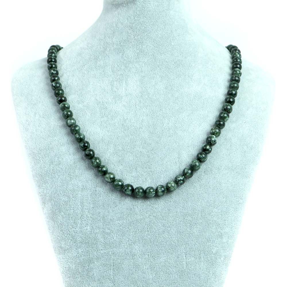 シンプルストーンネックレスセラフィナイト 丸玉 8 mm 天然石ビーズパワーストーン