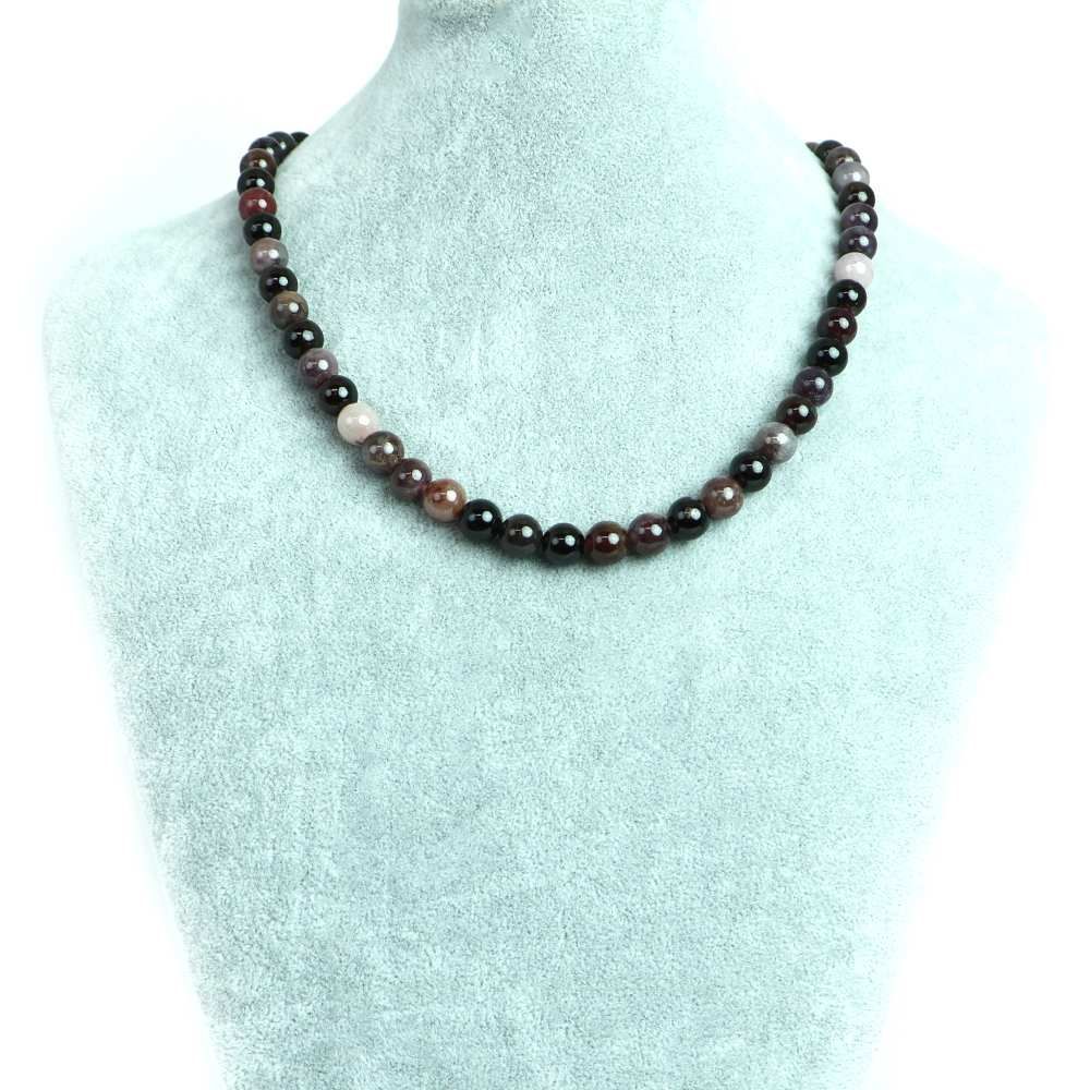 シンプルストーンネックレス スピネル ミックス 丸玉 8ｍｍ 天然石 ビーズ パワーストーン