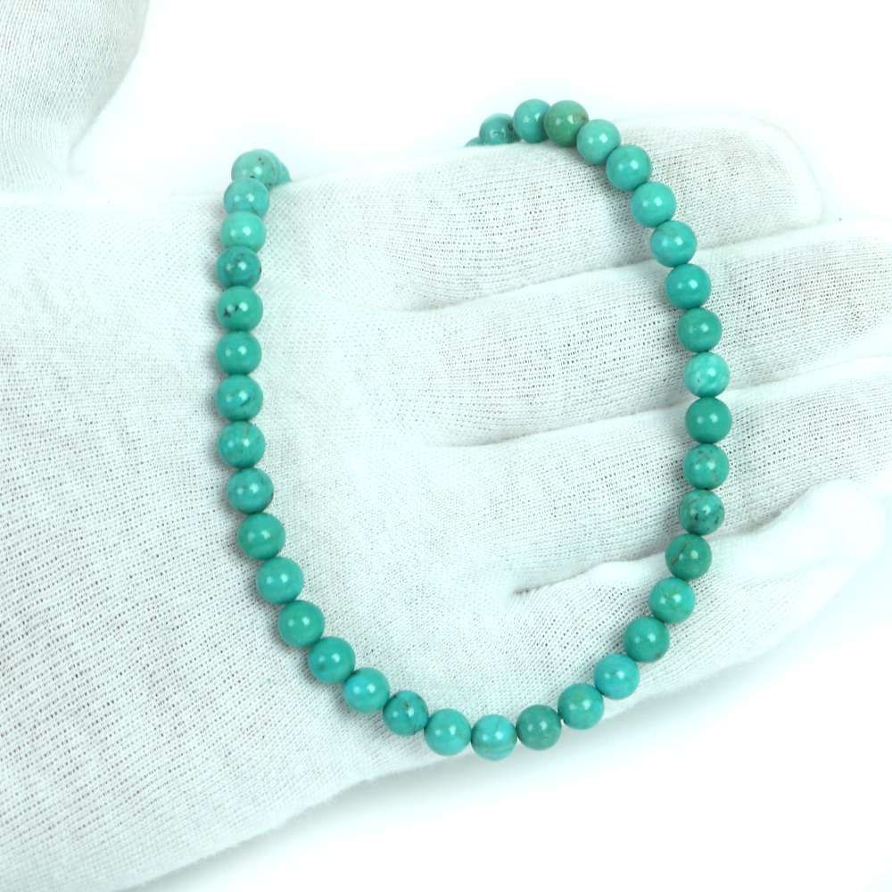 シンプルストーンネックレスターコイズ 丸玉 6 mm 天然石ビーズパワーストーン