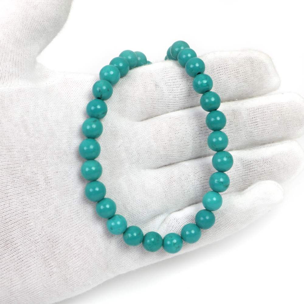 シンプルストーンネックレスターコイズ 丸玉 8 mm 天然石ビーズパワーストーン