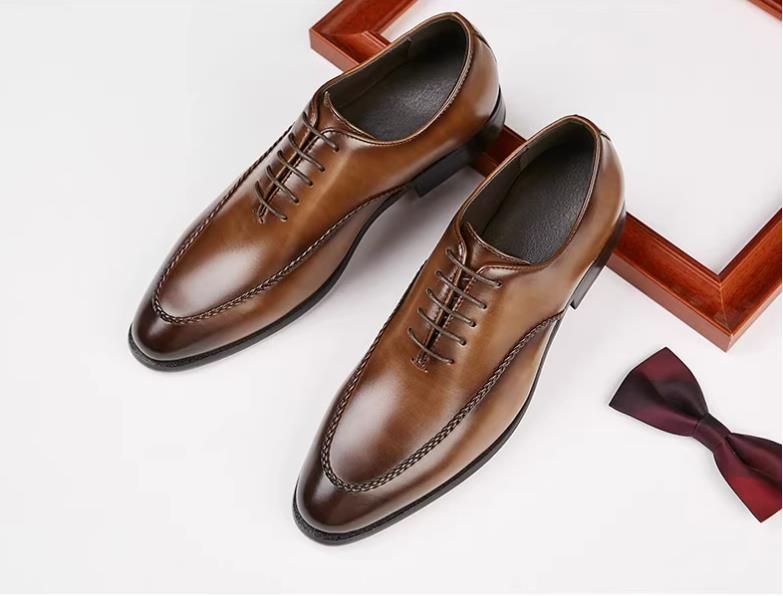 高品質本革 職人手作り 牛革 紳士靴 フォーマル 冠婚葬祭 革靴 ブラウン X 012