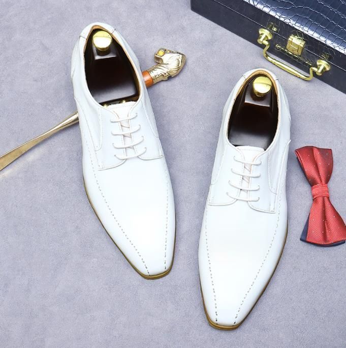 イングランド式ビジネスシューズ メンズシューズ 本革シューズ 革靴 職人手作り 牛革 紳士靴 白NB 179