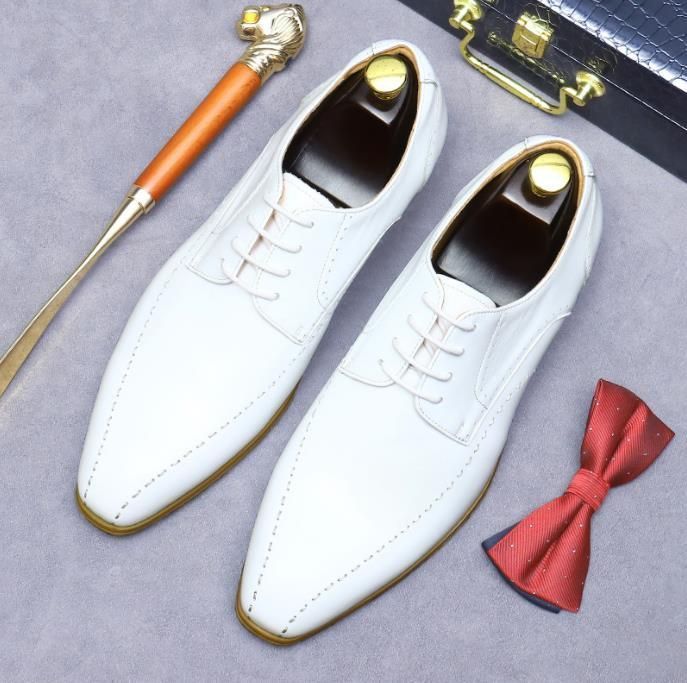 イングランド式ビジネスシューズ メンズシューズ 本革シューズ 革靴 職人手作り 牛革 紳士靴 白NB 179