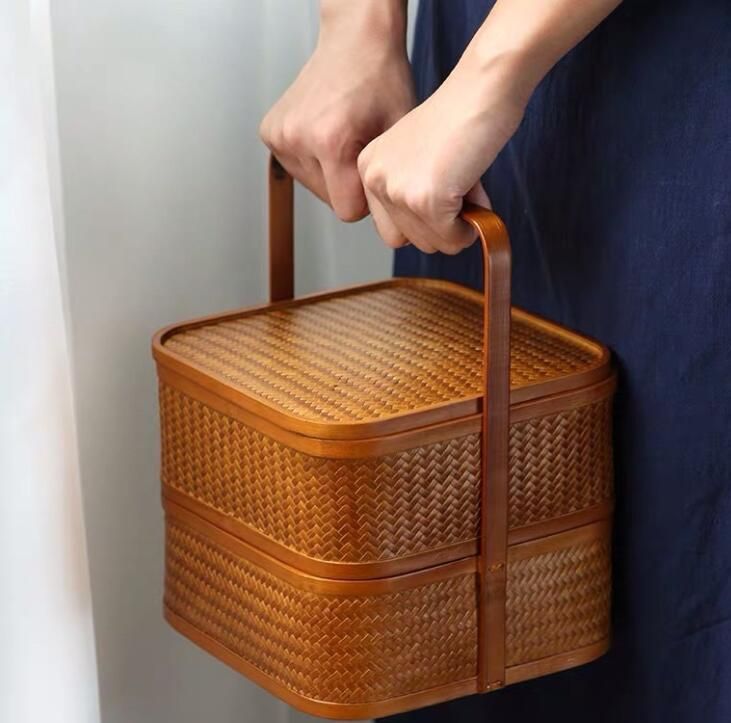 茶道具 飯盒 收納盒 水果籃 提籃籠 竹編細工籠 茶道具籠 茶道セット