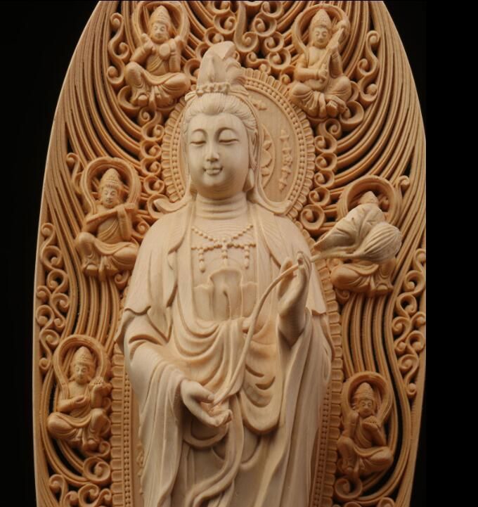 極上品 総檜材 仏教美術 精密彫刻 仏像 仏師で仕上げ品 西方三聖立像