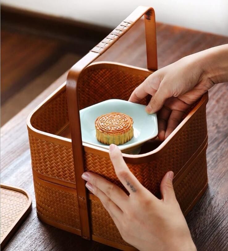 茶道具 飯盒 收納盒 水果籃 提籃籠 竹編細工籠 茶道具籠 茶道セット