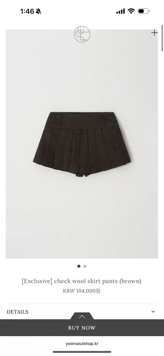 ユン スル CHECK ウール スカート パンツ ブラウン