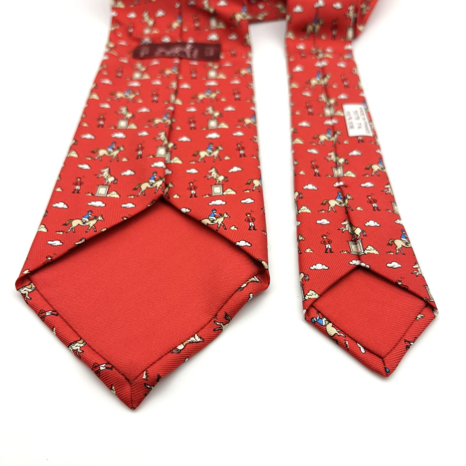 箱付／極美品 】HERMÈS エルメス メンズネクタイ シルク ポロ柄 レッド