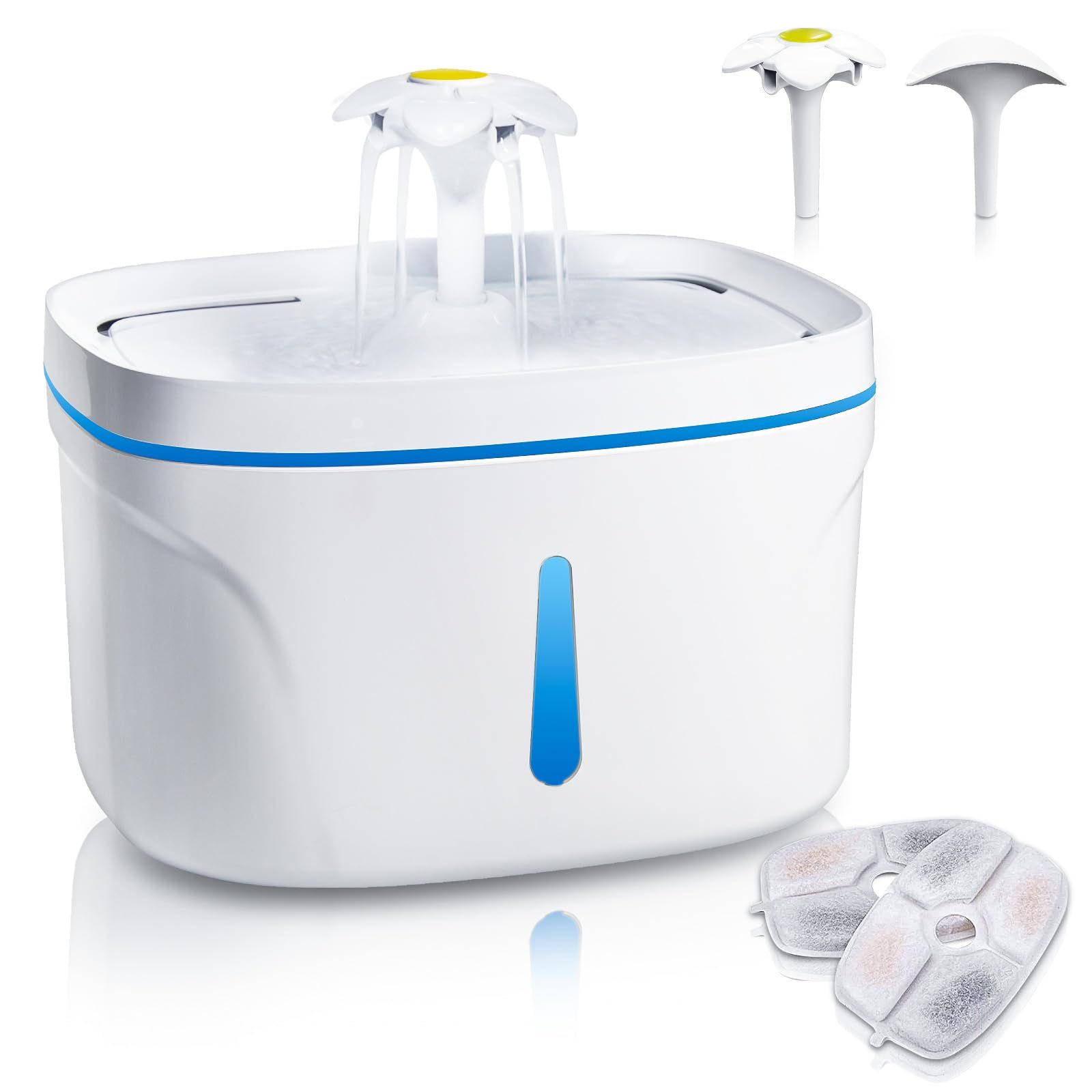 ペット用自動給水器 猫 犬 給水器 みずのみ器 循環式 水飲み器 自動給水機 2 5 L大容量 静音ポンプ LEDライト付き 水量目視 組み立て簡単 お手入れ簡単 犬猫用水飲み器 飲水量アップ お留守番対応 ペット用品 日本語の説明書付き ホワ