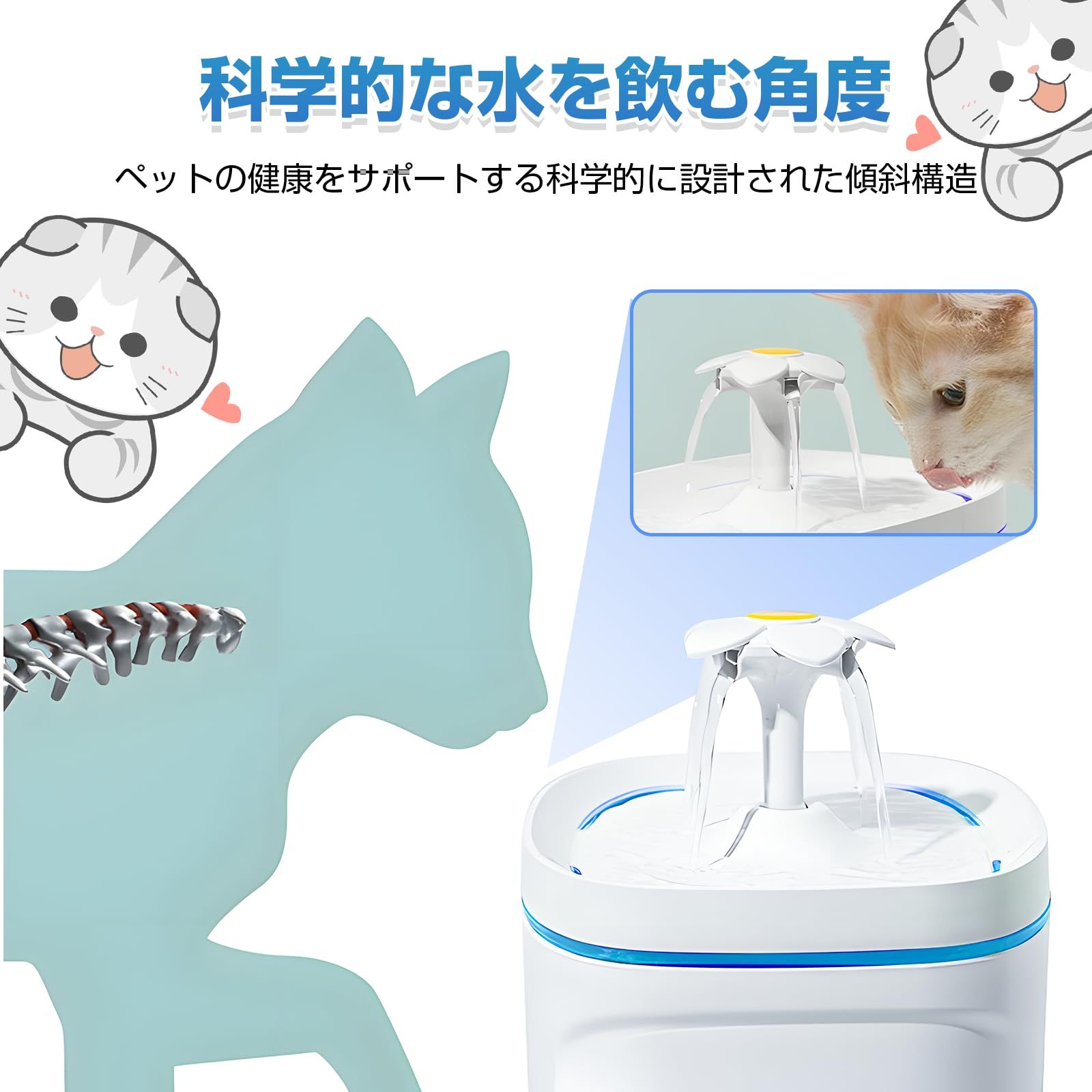 ディスペンサーペット用品流れる水犬猫ライブ水盆地ペット水飲み場自動循環猫水 ウォーターディスペンサー ペット用品 自動給水機 大容量 ディスペンサーペット用品流れる水犬猫ライブ水盆地ペット水飲み場自動循環猫水 (Color : Blue) (Color : Blue ペット用自動給水器  猫 犬 給水器 犬 みずのみ器 循環式 猫 水飲み器 自動給水機 2.5L大容量 静音ポンプ LEDライト付き 水量目視可能 組み立て簡単 お手入れ  ...