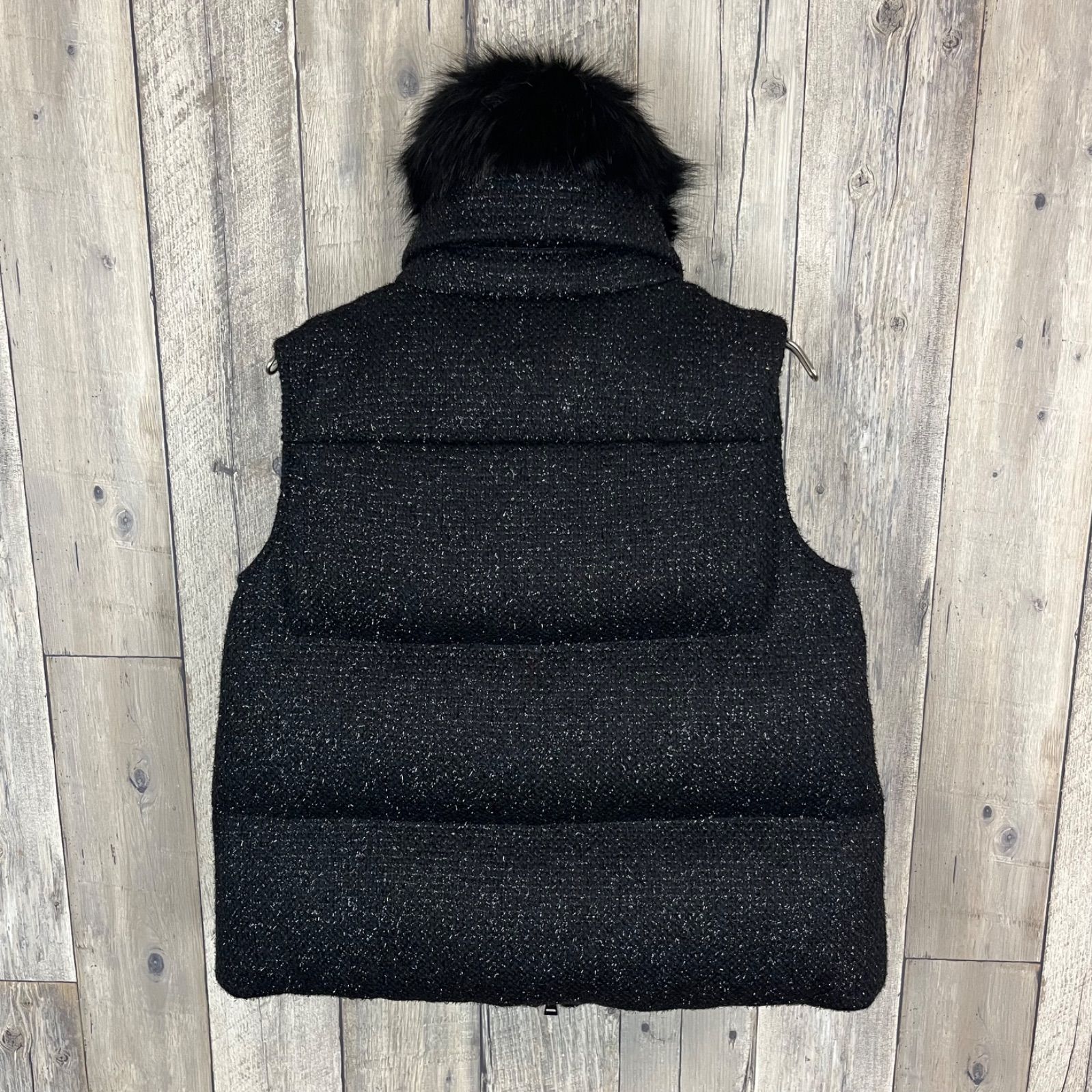 MONCLER モンクレール ツイード ラメ ファー ジレ ダウンベスト レディース 1 サイズ