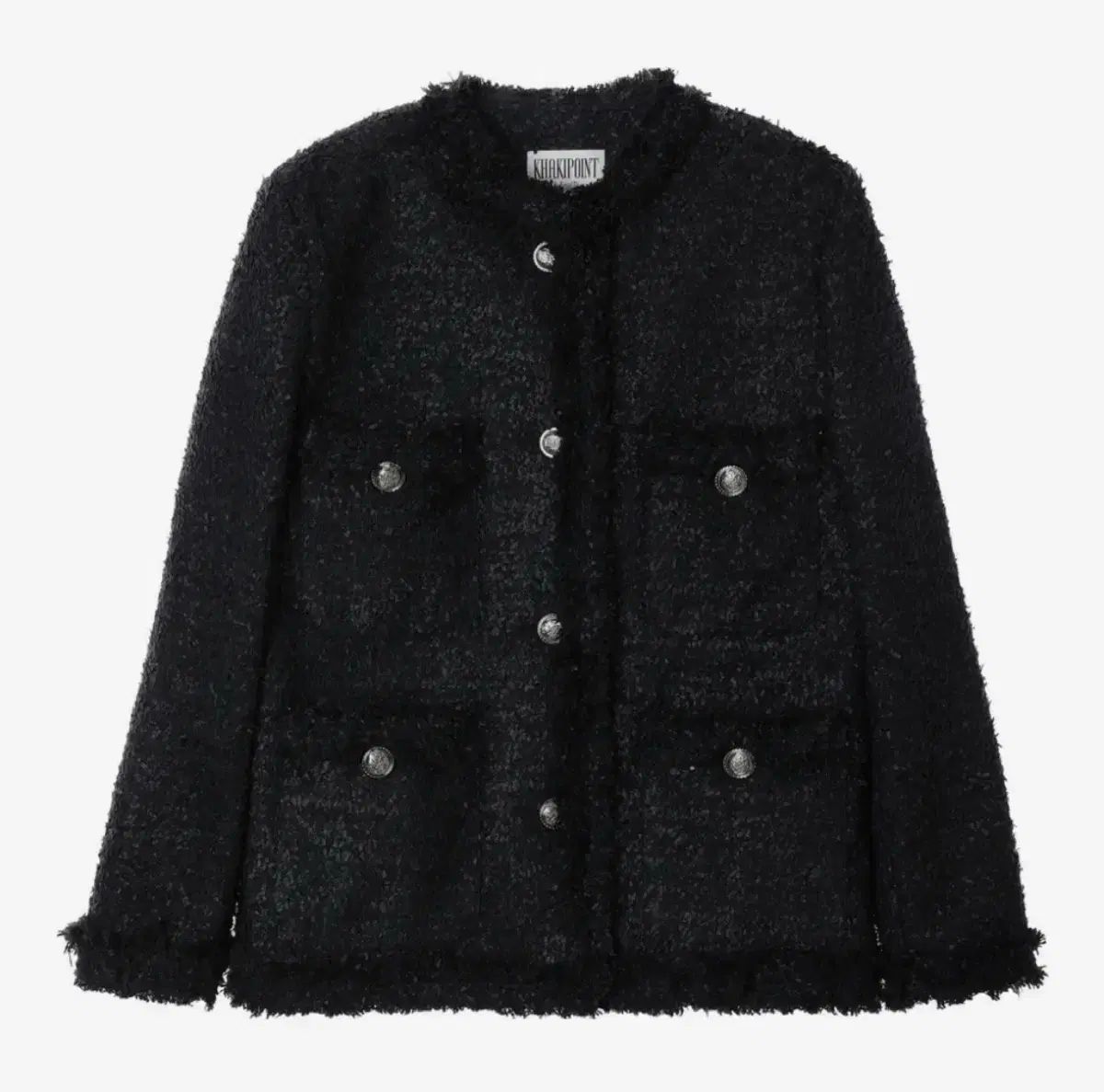 KHAKIPOINT アンド アンティック ロング ツイード ジャケット ブラック - 白